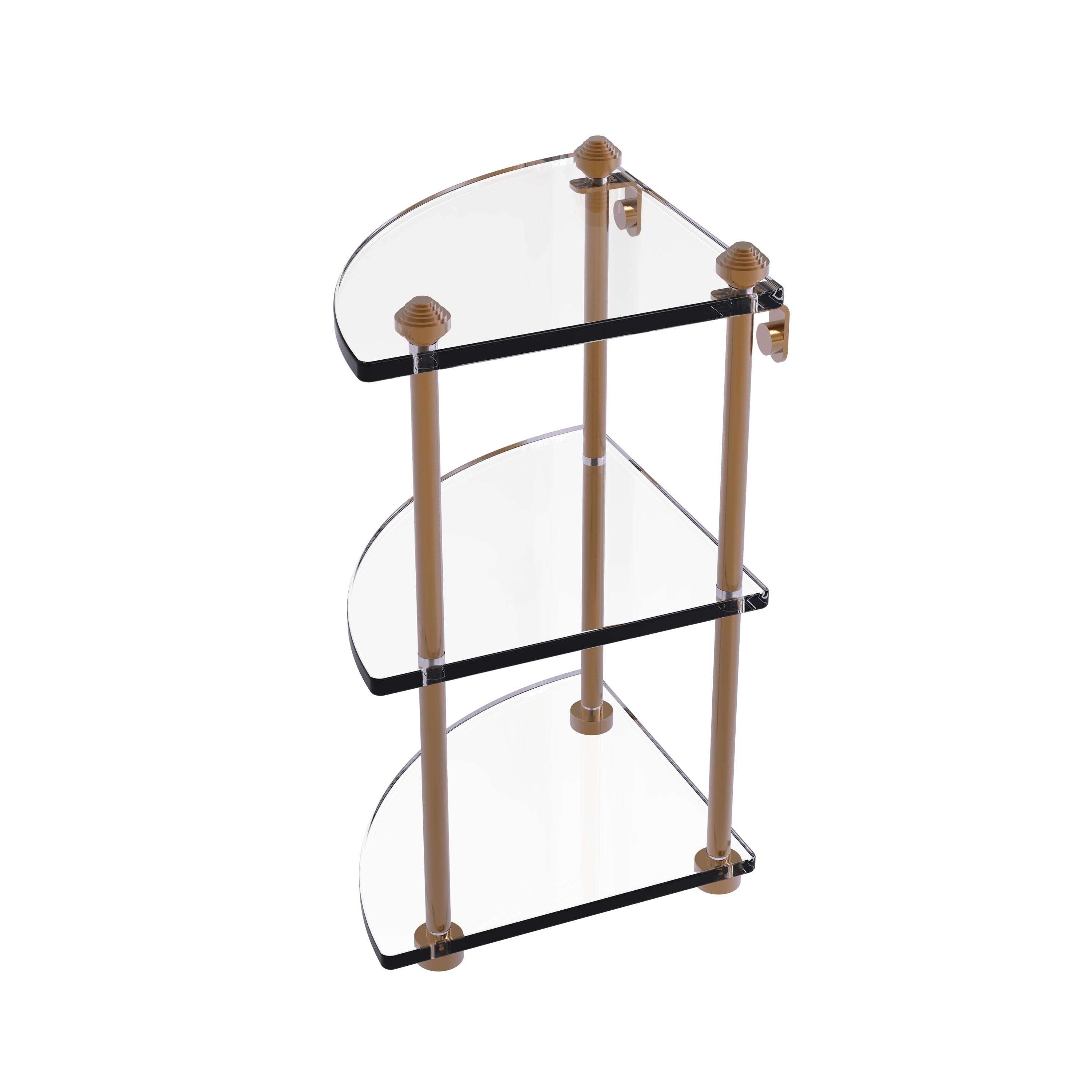 Three Tier Corner Glass Shelf - Brushed Bronze C33206