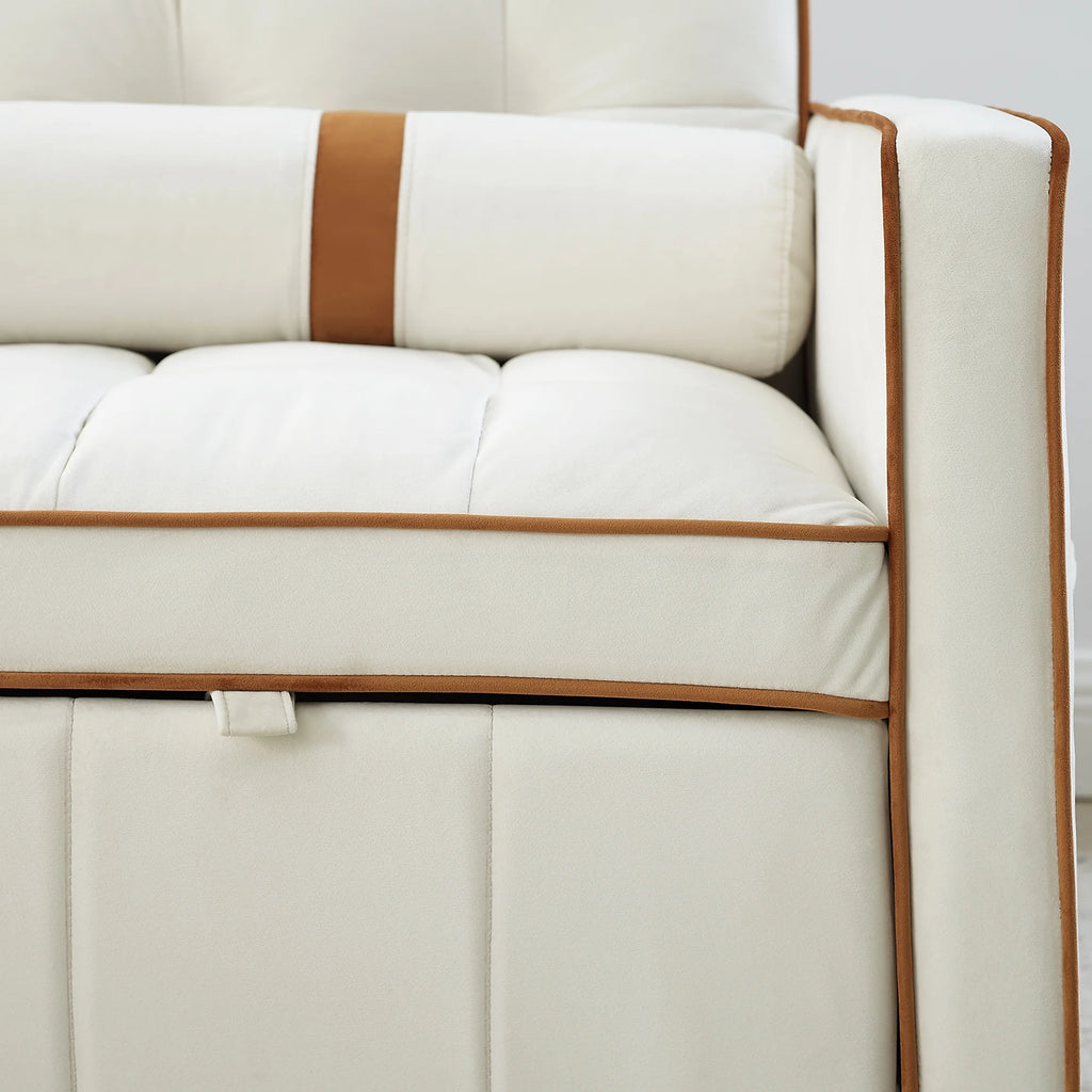 Beige 2 Seater Pull Out Sleep Sofa Bed with Side Pockets I37491