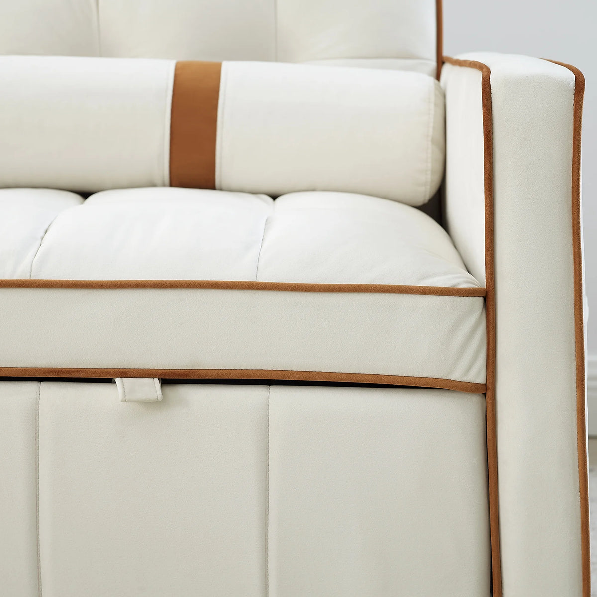 Beige 2 Seater Pull Out Sleep Sofa Bed with Side Pockets I37491