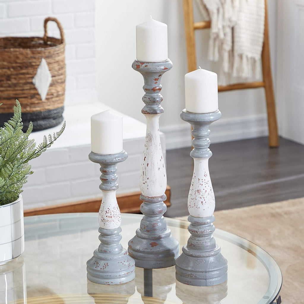 Set of 3 Silver Metal Candle Holder E125