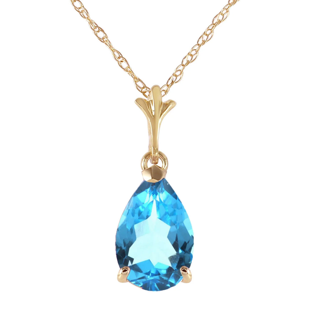 14k Yellow Gold Pear-shaped Blue Topaz Drop Pendant Necklace R660382