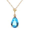 14k Yellow Gold Pear-shaped Blue Topaz Drop Pendant Necklace R660382