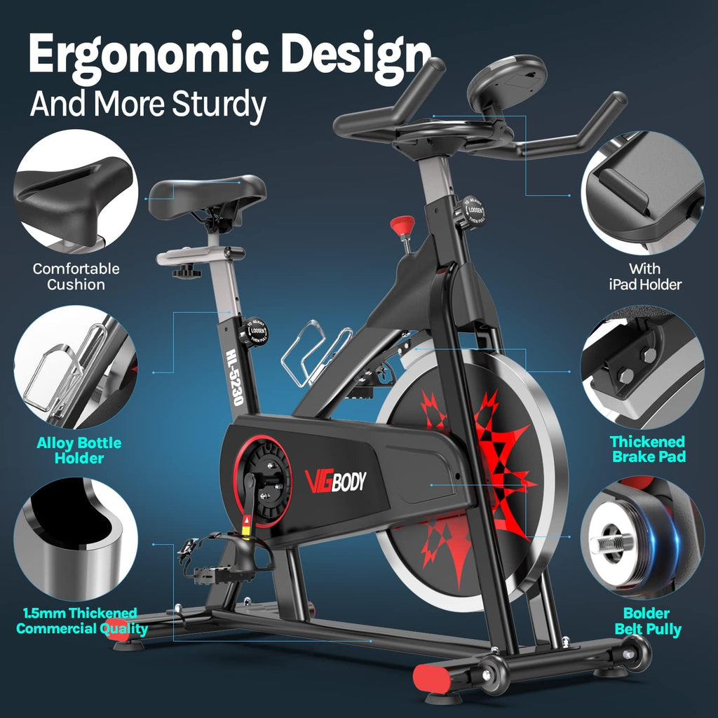 Exercise Bike Indoor Cycling Bike Adjustable Stationary Bicycle Upright Bike V60226