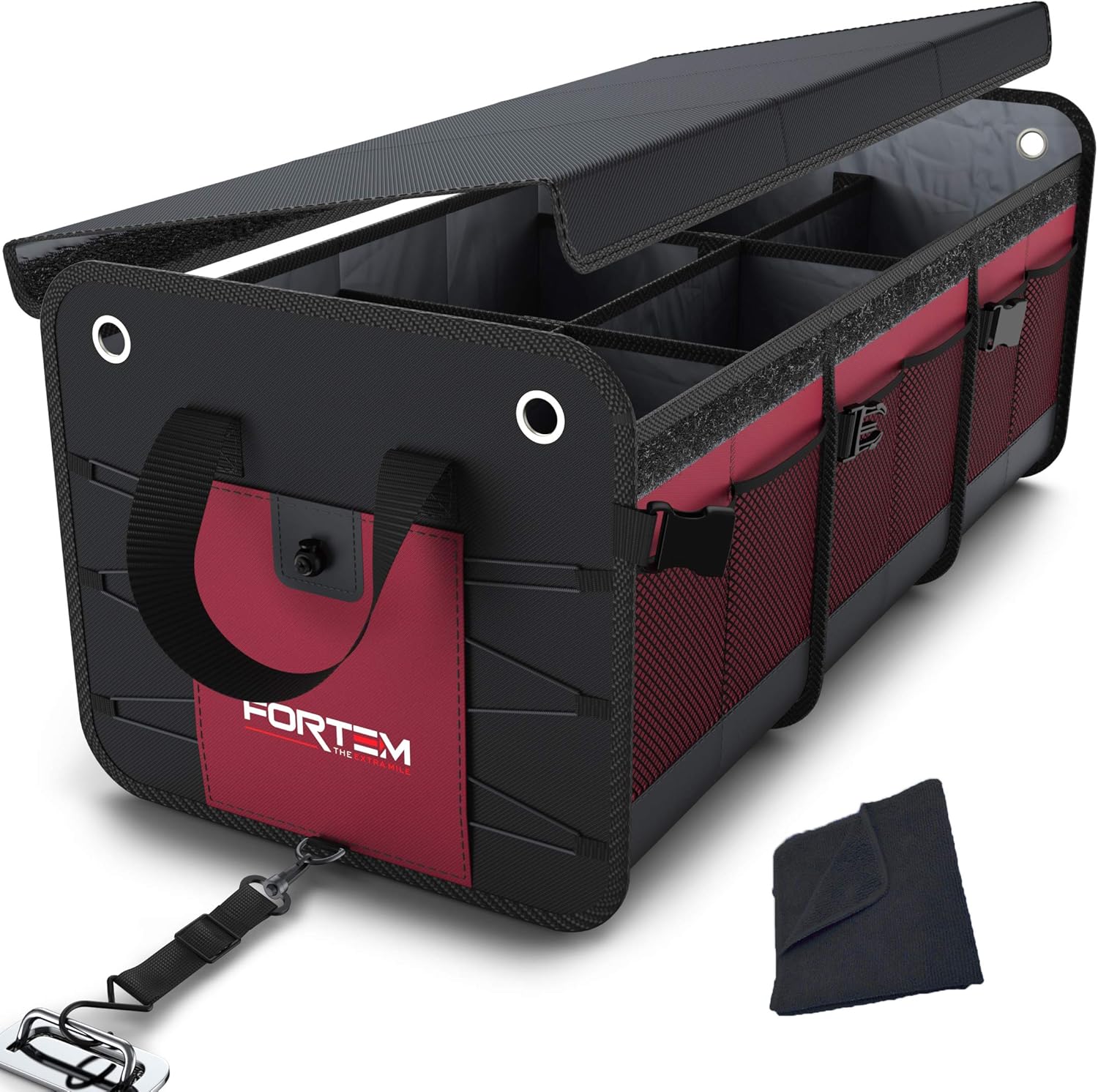 Black Collapsible Car Trunk Organizer with Cover G942