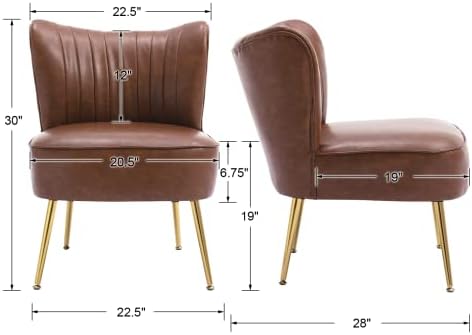 Orange Velvet Armless Accent Chair with Golden Legs B143