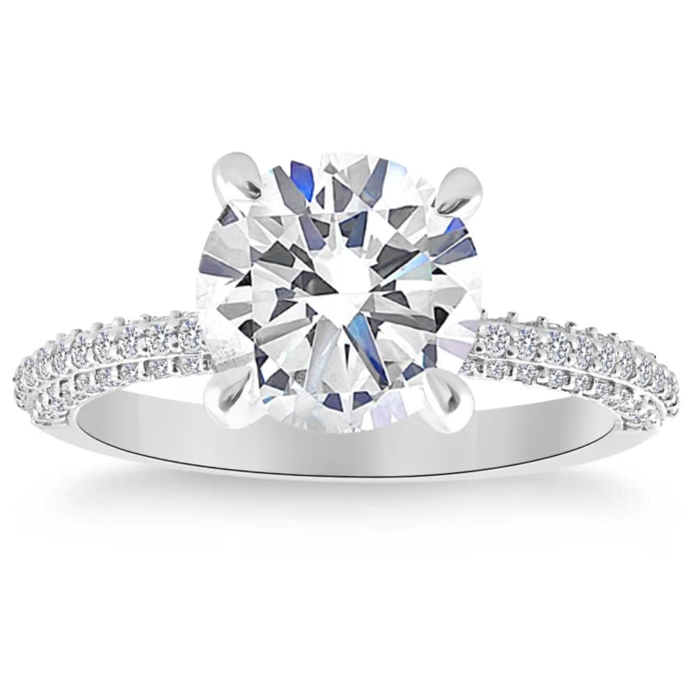 3 3/8Ct Round Diamond Engagement Ring in White or Yellow Gold Y163565