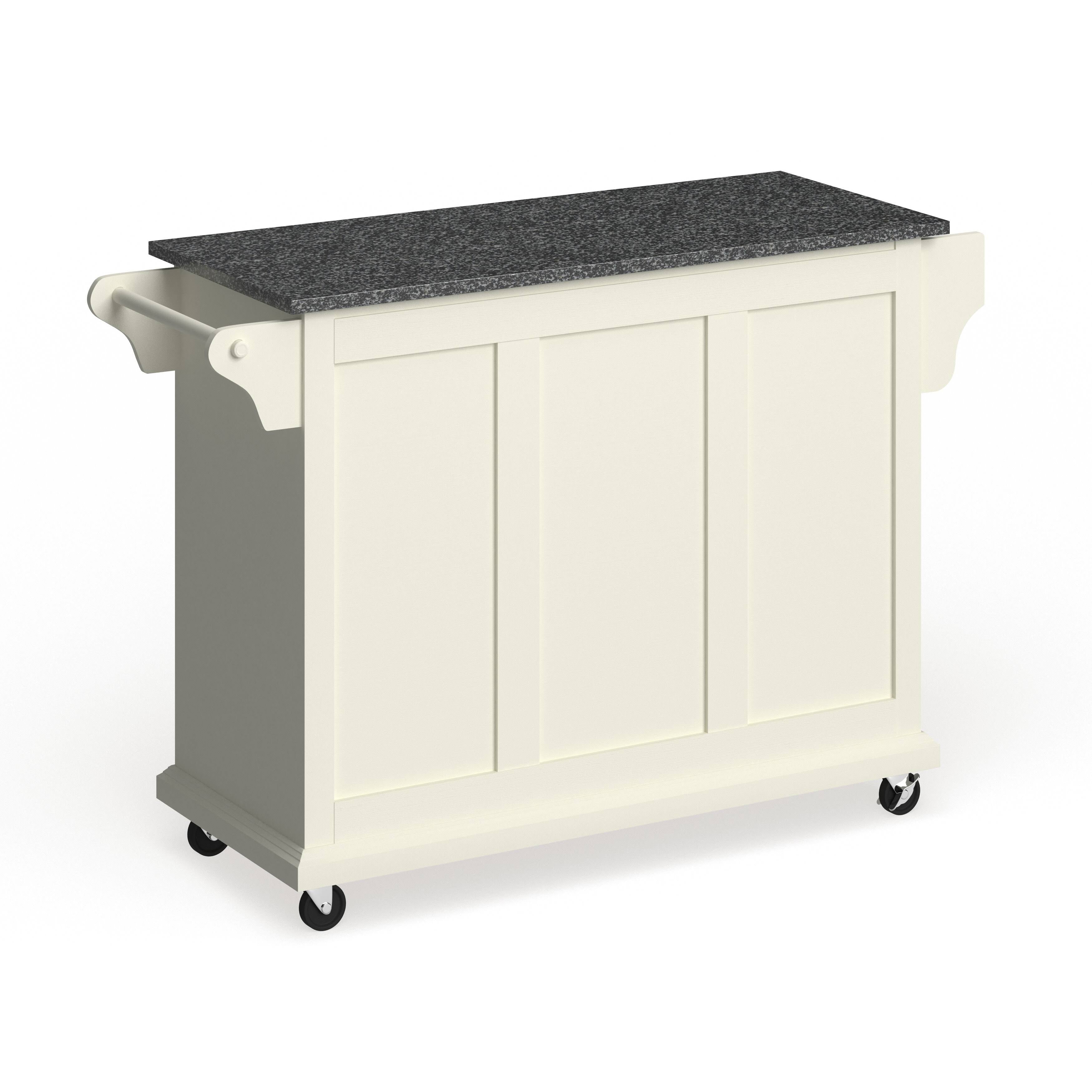 White Wood and Granite Kitchen Cart H18053