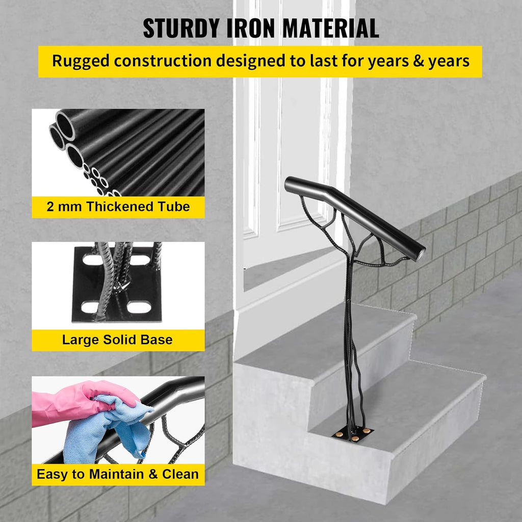 Black Wrought Iron Stair Hand Rail, Pack of 2 Z26815