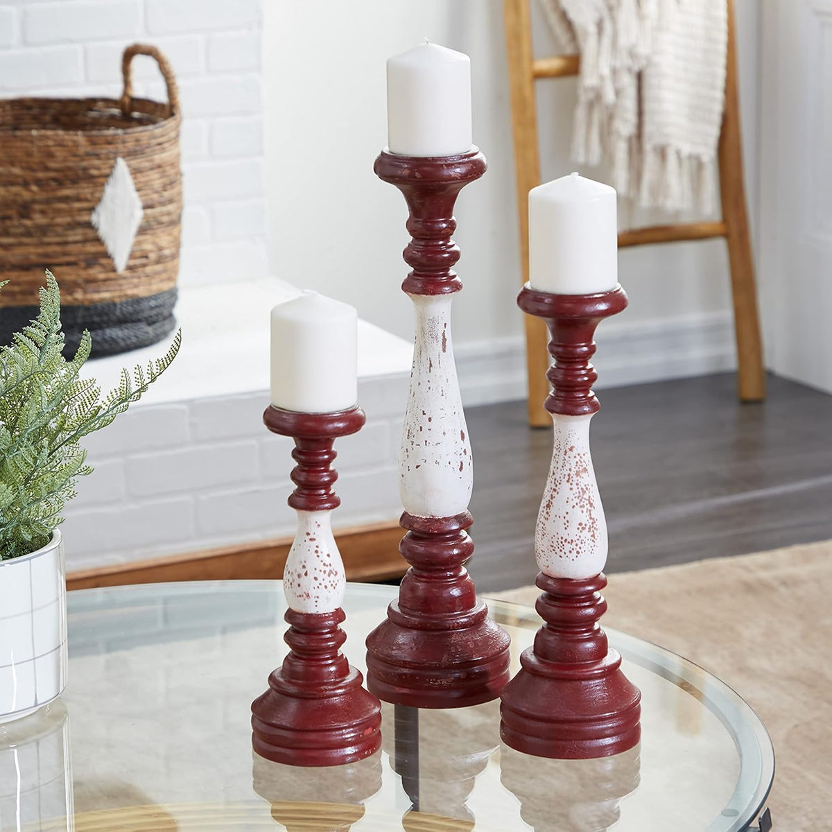 Set of 3 Silver Metal Candle Holder E125