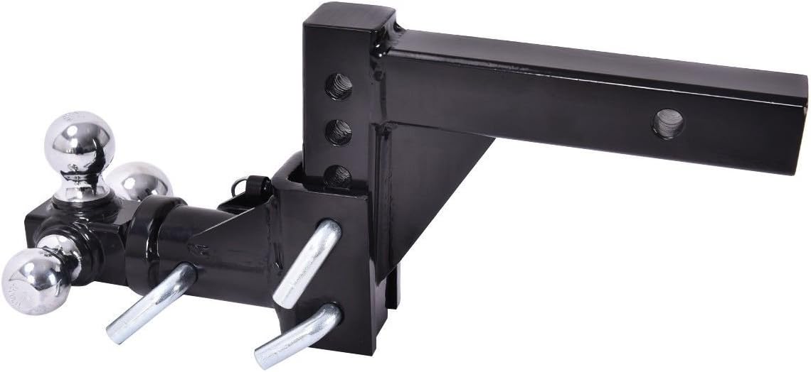 Triple Ball Swivel Adjustable Drop Turn Trailer Tow Hitch Mount for 2" Receiver A157134