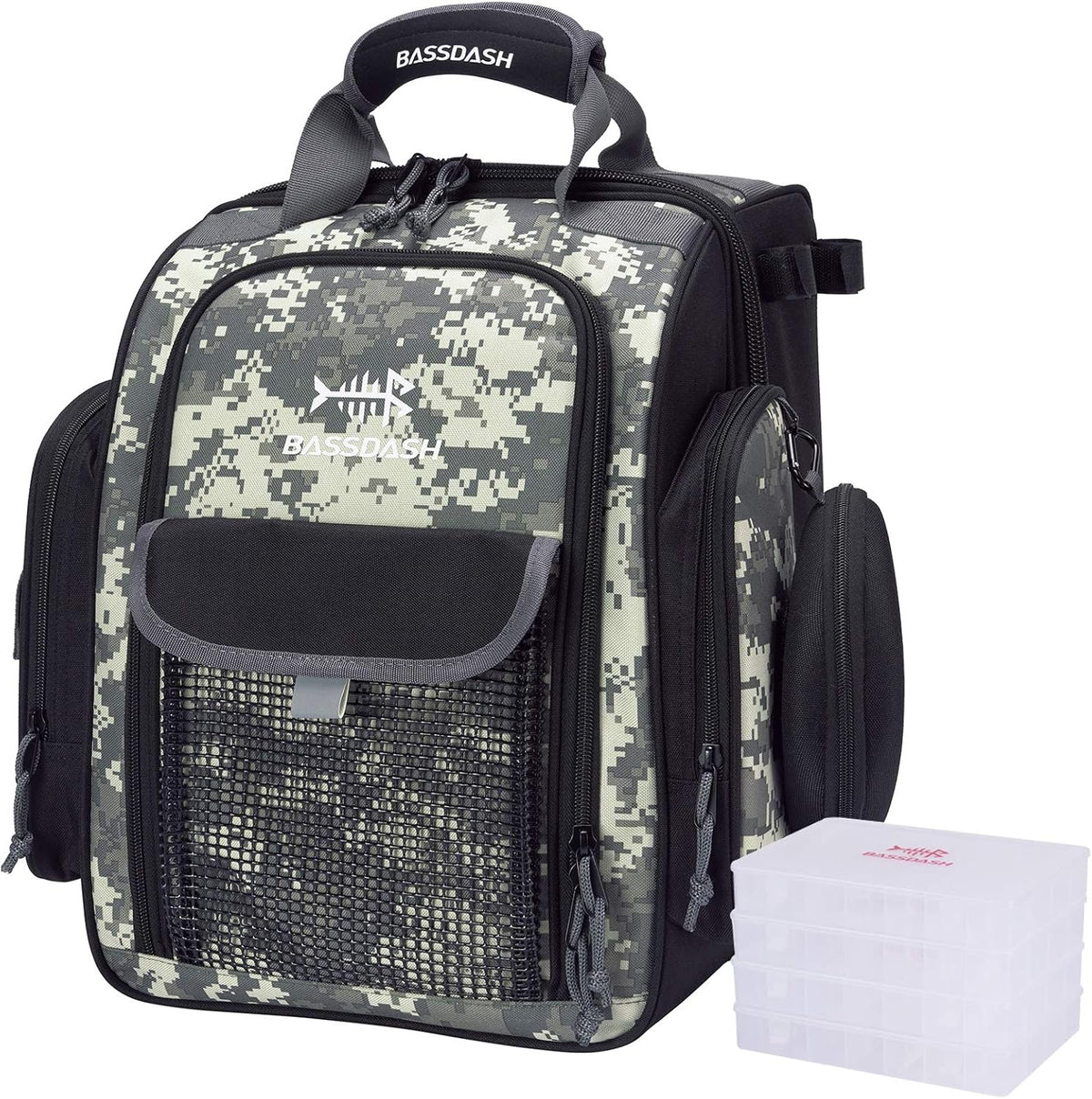 Fishing Tackle Backpack Water Resistant Bag with Rod Water Bottle Holder K612