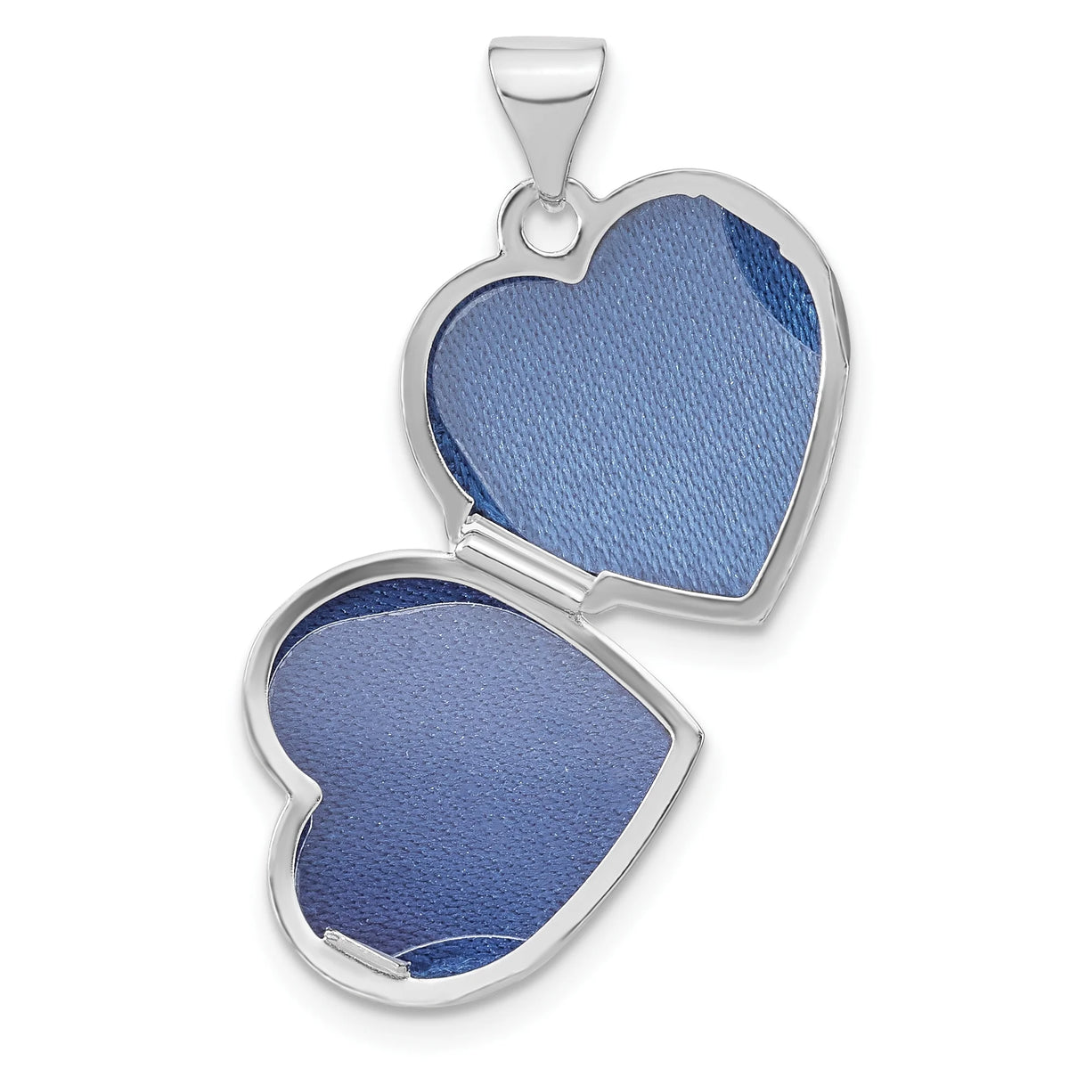 Sterling Silver Polished Rhodium-Plated CZ Heart Locket Pendant with Sterling Silver Cable Chain Necklace 20'' N398647