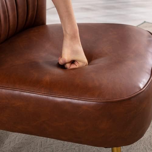 Orange Velvet Armless Accent Chair with Golden Legs B143