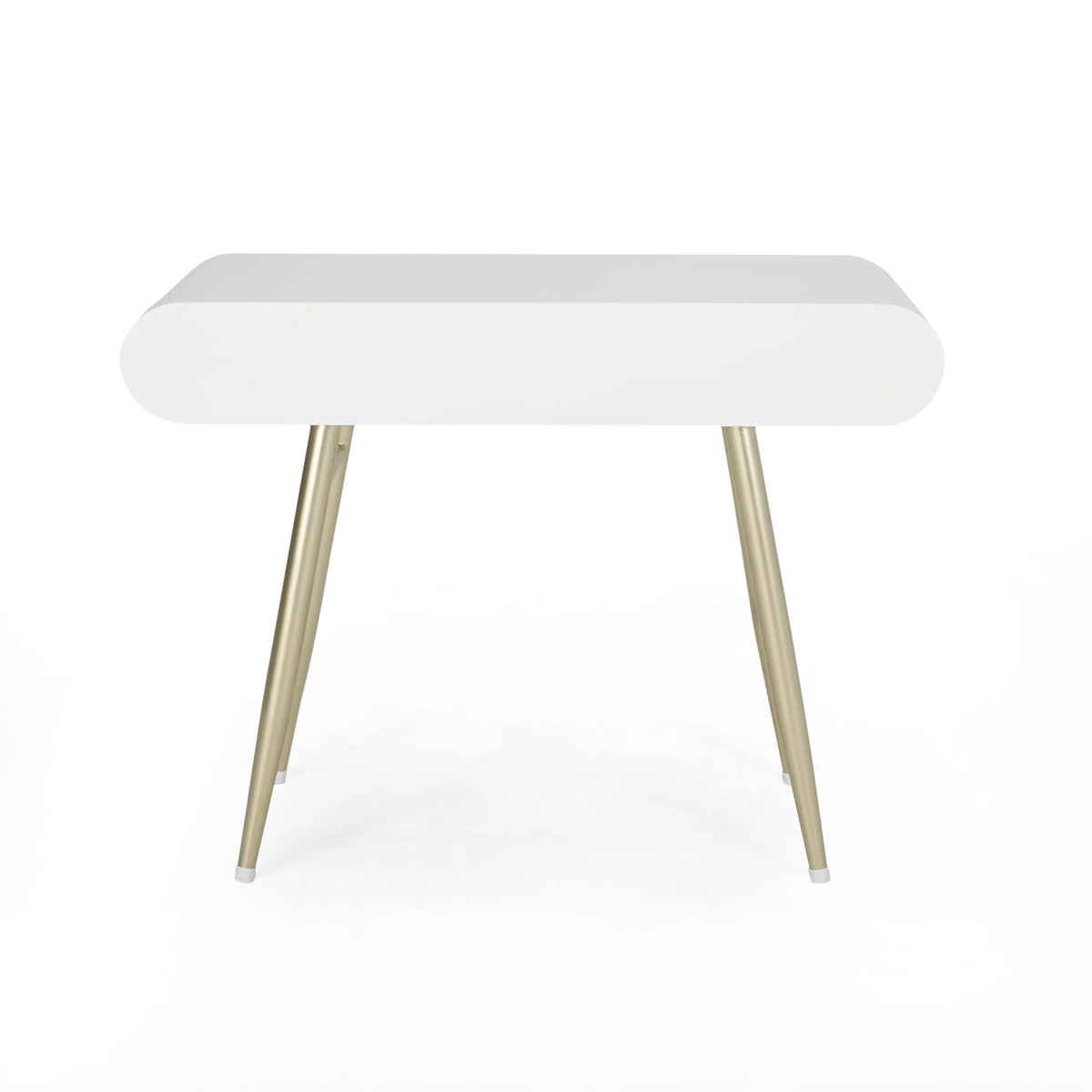 White and Champagne Gold Faux Wood Vanity Table Q616965