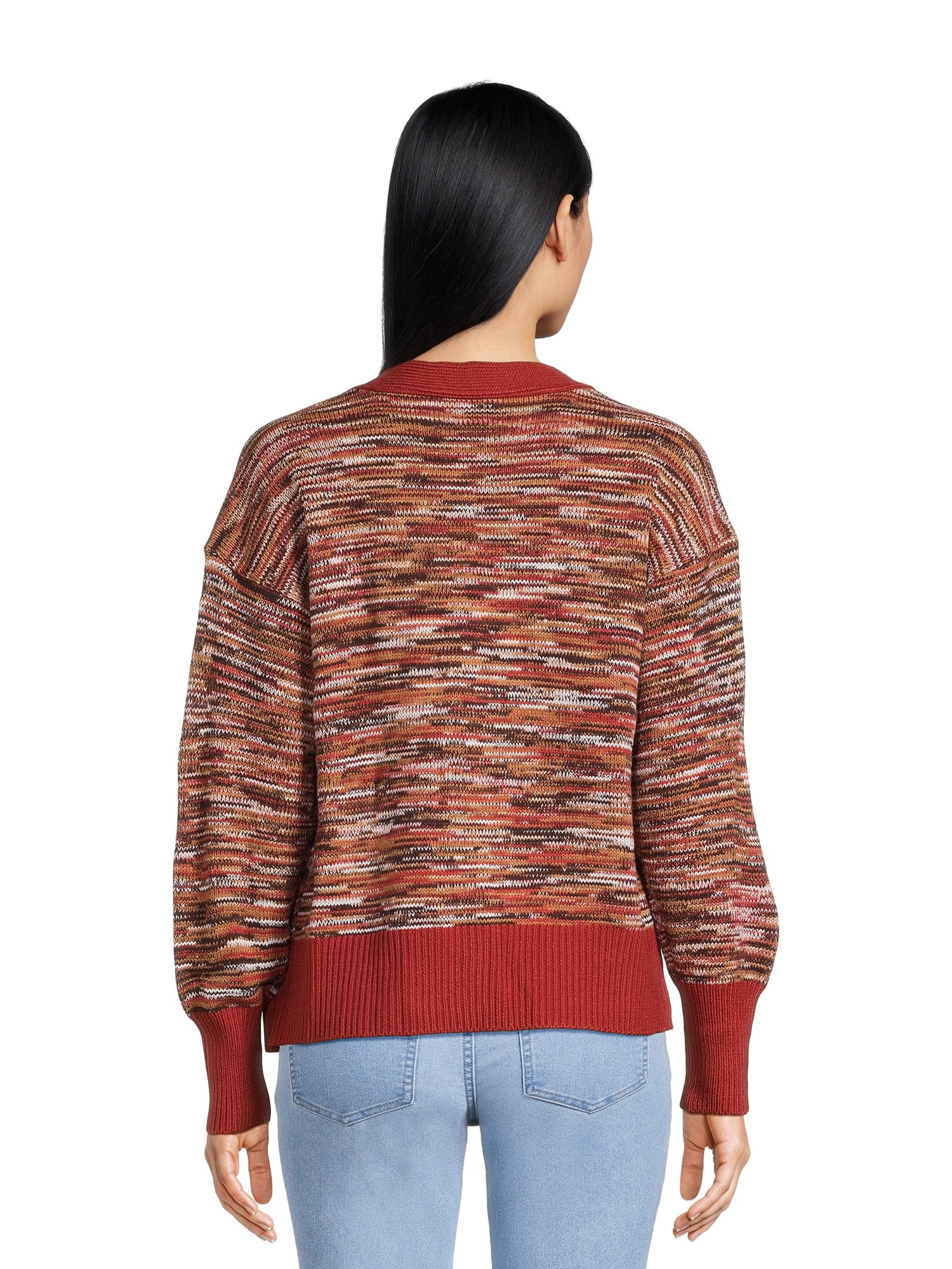 Women's V-Neck Cardigan Sweater with Long Sleeves Y950