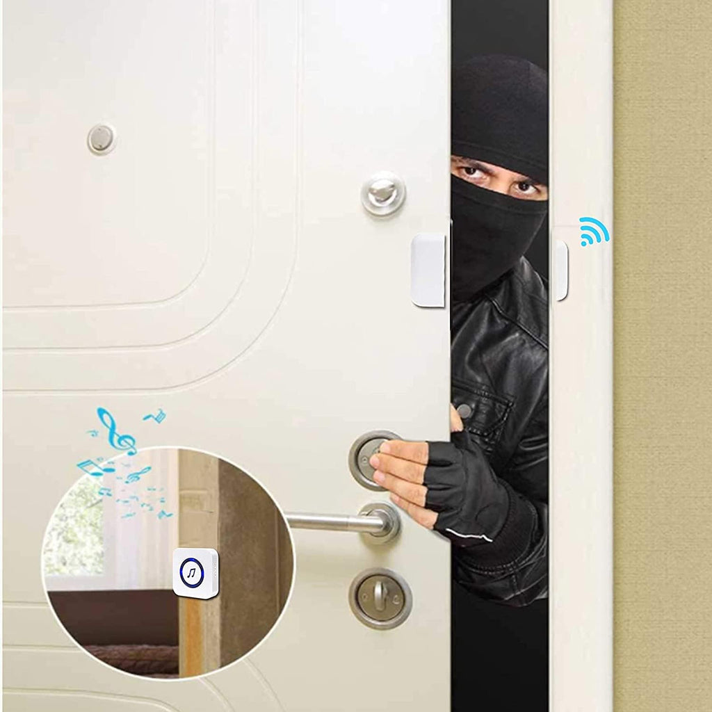 Wireless Door Open Chime with 55 Chimes 5 Adjustable Volume Mute Mode, 3 Receiver 3 Magnetic Door Window Sensor, Pack of 2 G898001