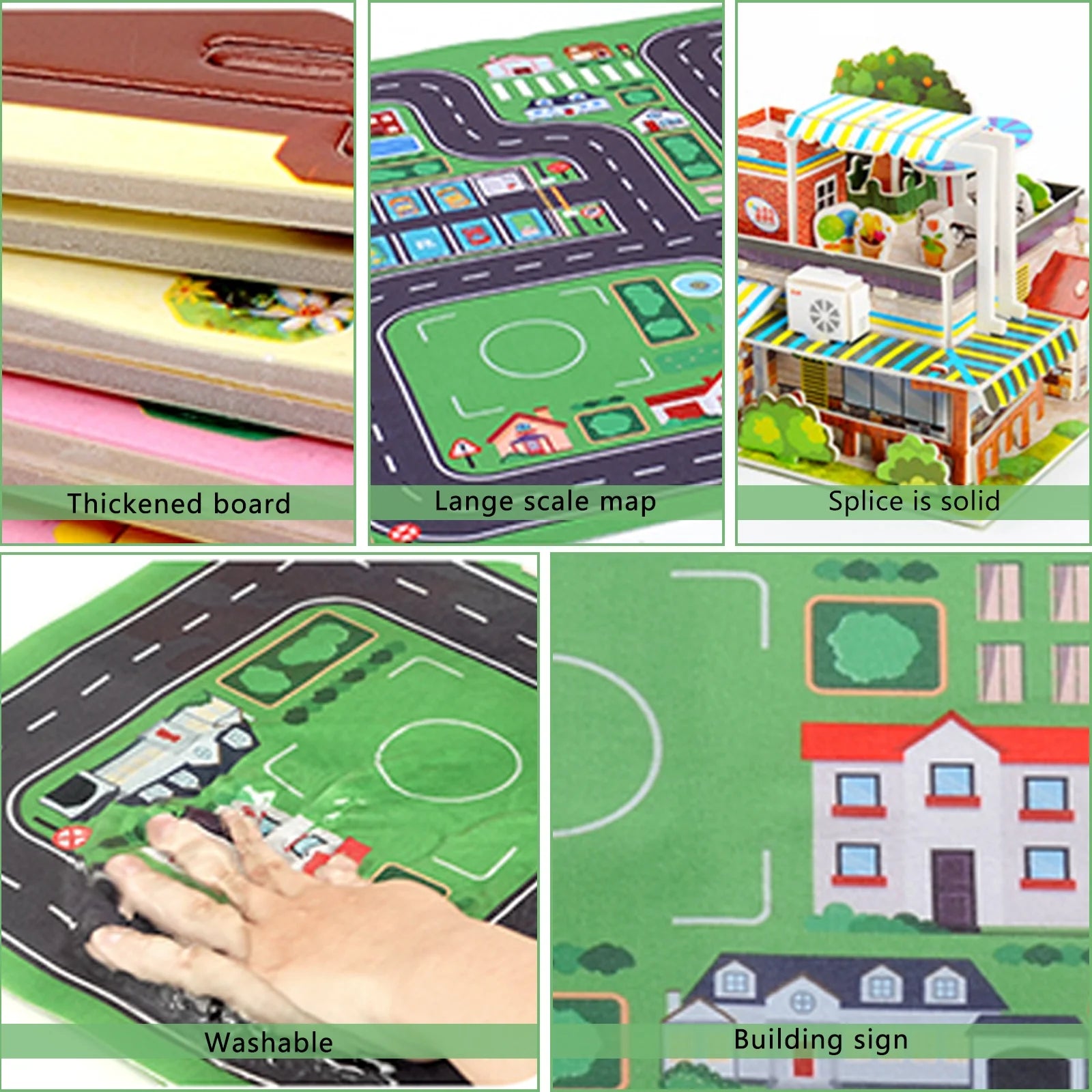 6 Cartoon Character Toys & 5 Toy Cars, 4 * 3D Puzzle Building Blocks Set K59384