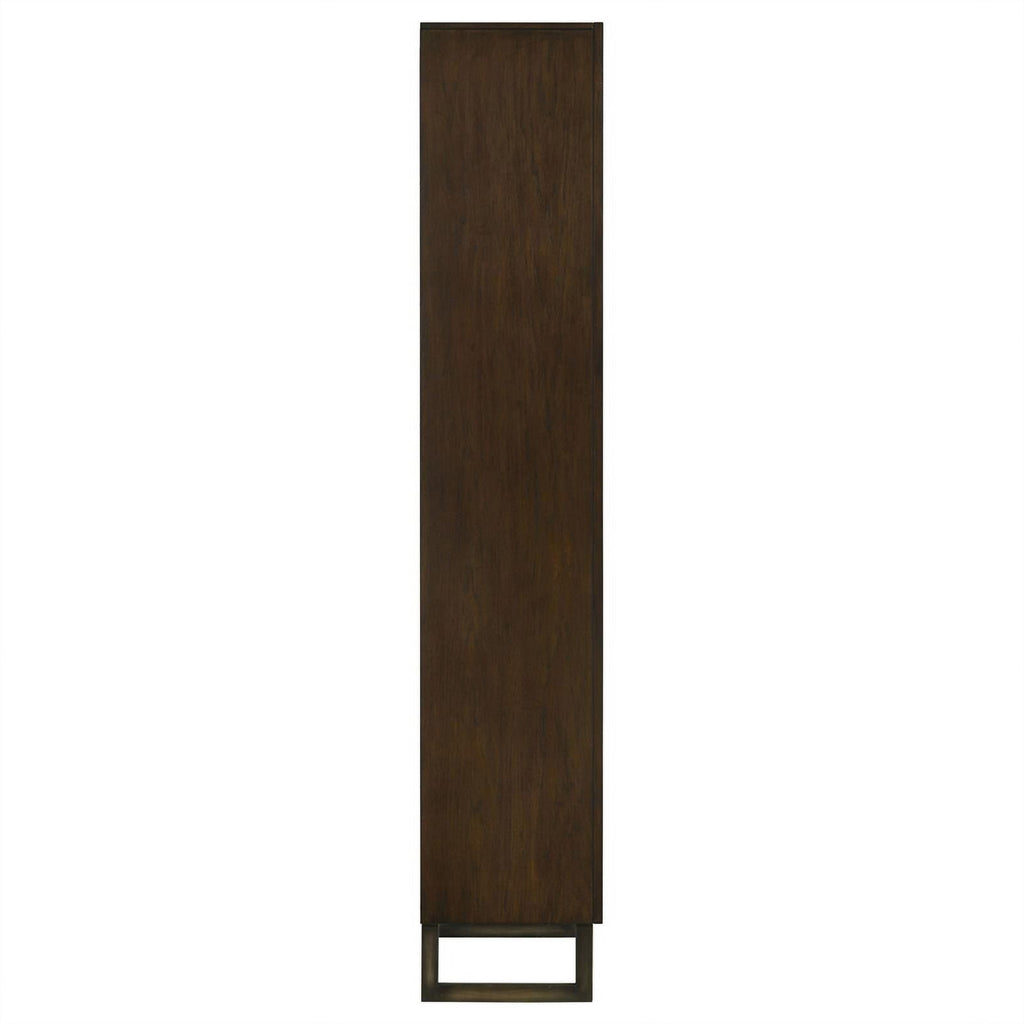 4-shelf Wood Bookcase Dark Walnut and Gunmetal T63178