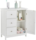 White Bathroom Storage Cabinet with 3 Drawers and 1 Two Layers Cabinet T381