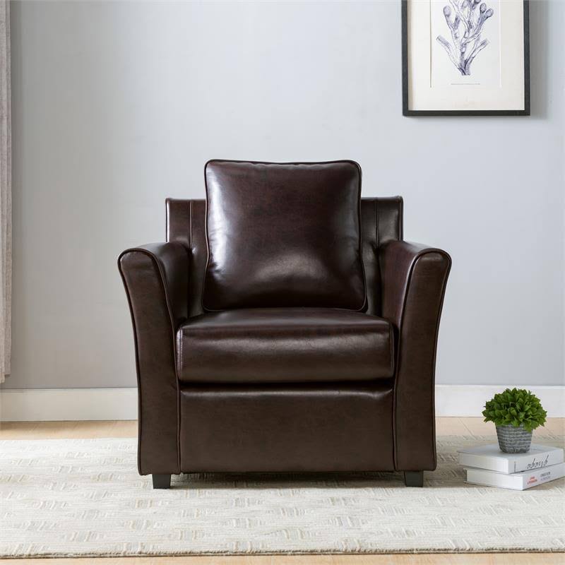 Brown Faux Leather Accent Chair E451