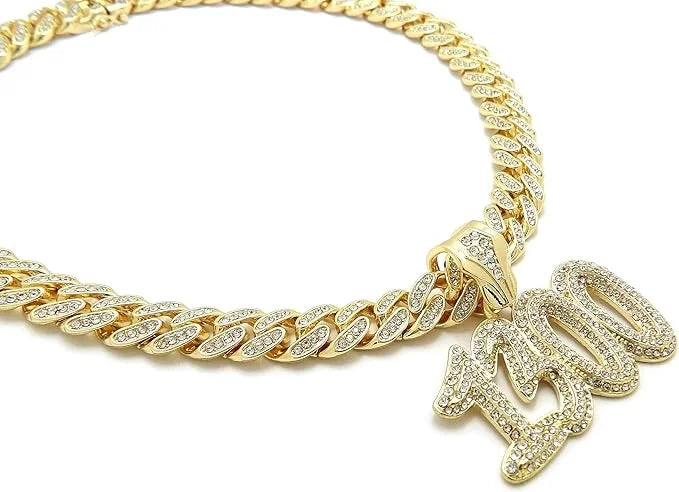 Gold Plated Cubic Zirconia Pendant & Chain Necklace Set L346144