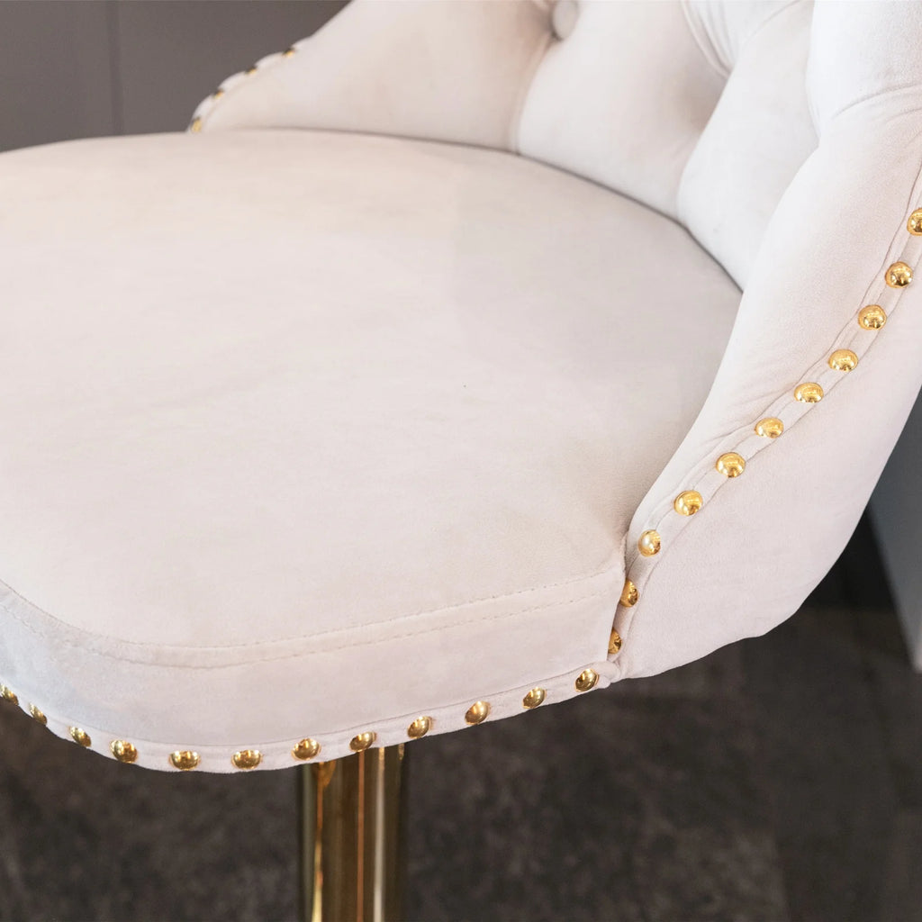 Beige Velvet Swivel Bar Stools Set of 2 with Back G453420