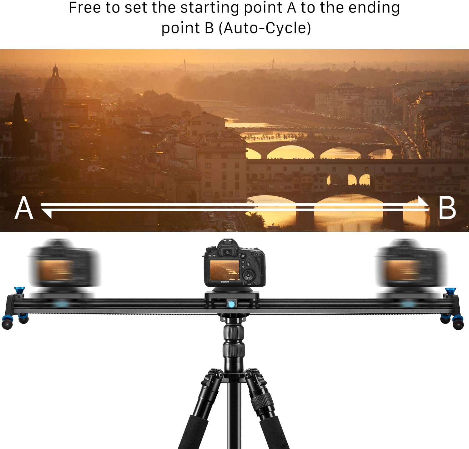Motorized Camera Slider, 31 Aluminum Alloy Track Dolly Rail C77036
