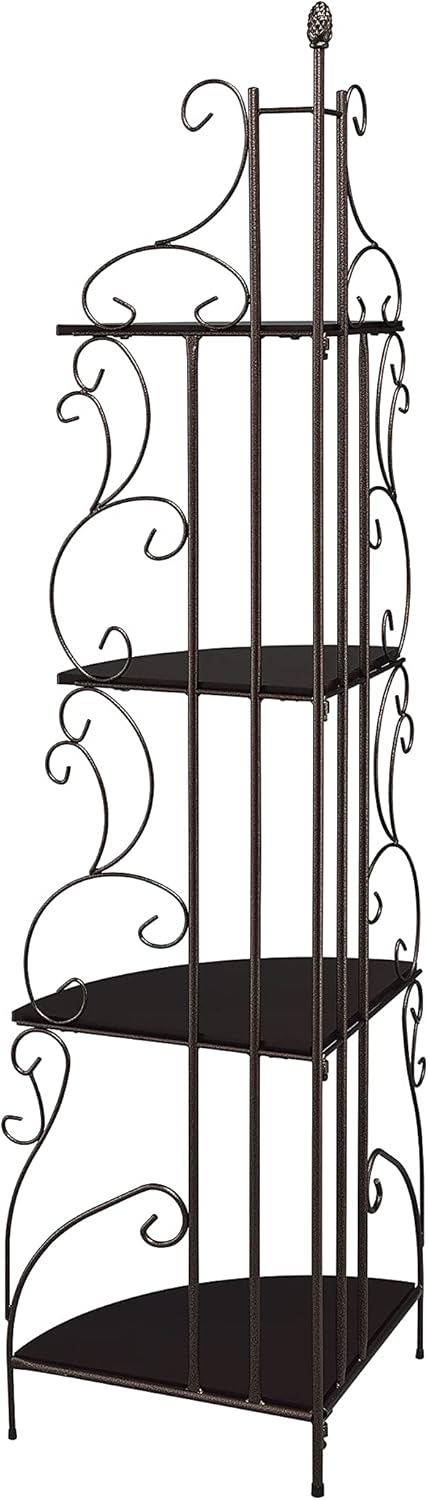 4-Shelf Corner Bookcase Cappuccino and Copper V360897