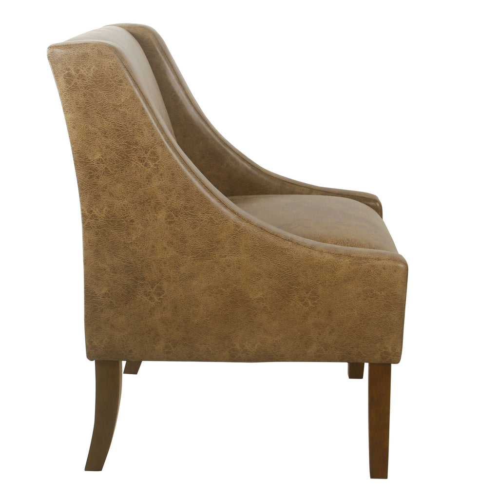 Distressed Brown Faux Leather Accent Chair Z990