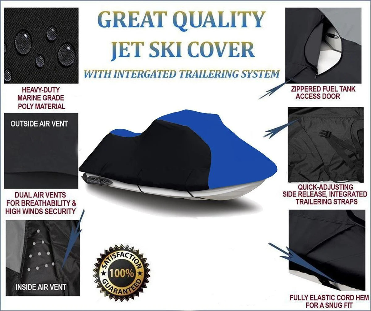 Black Blue 600 Denier Jet Ski PWC Watercraft Cover L15089