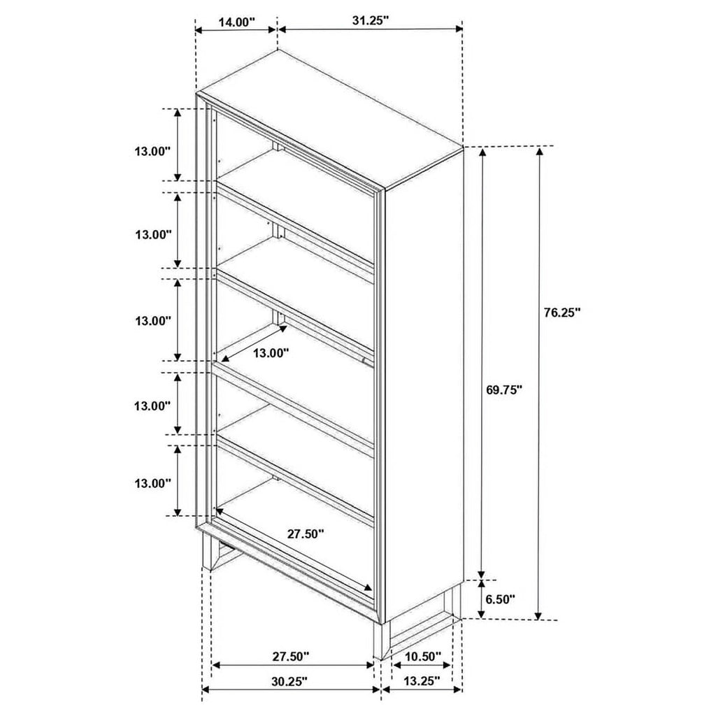 4-shelf Wood Bookcase Dark Walnut and Gunmetal T63178