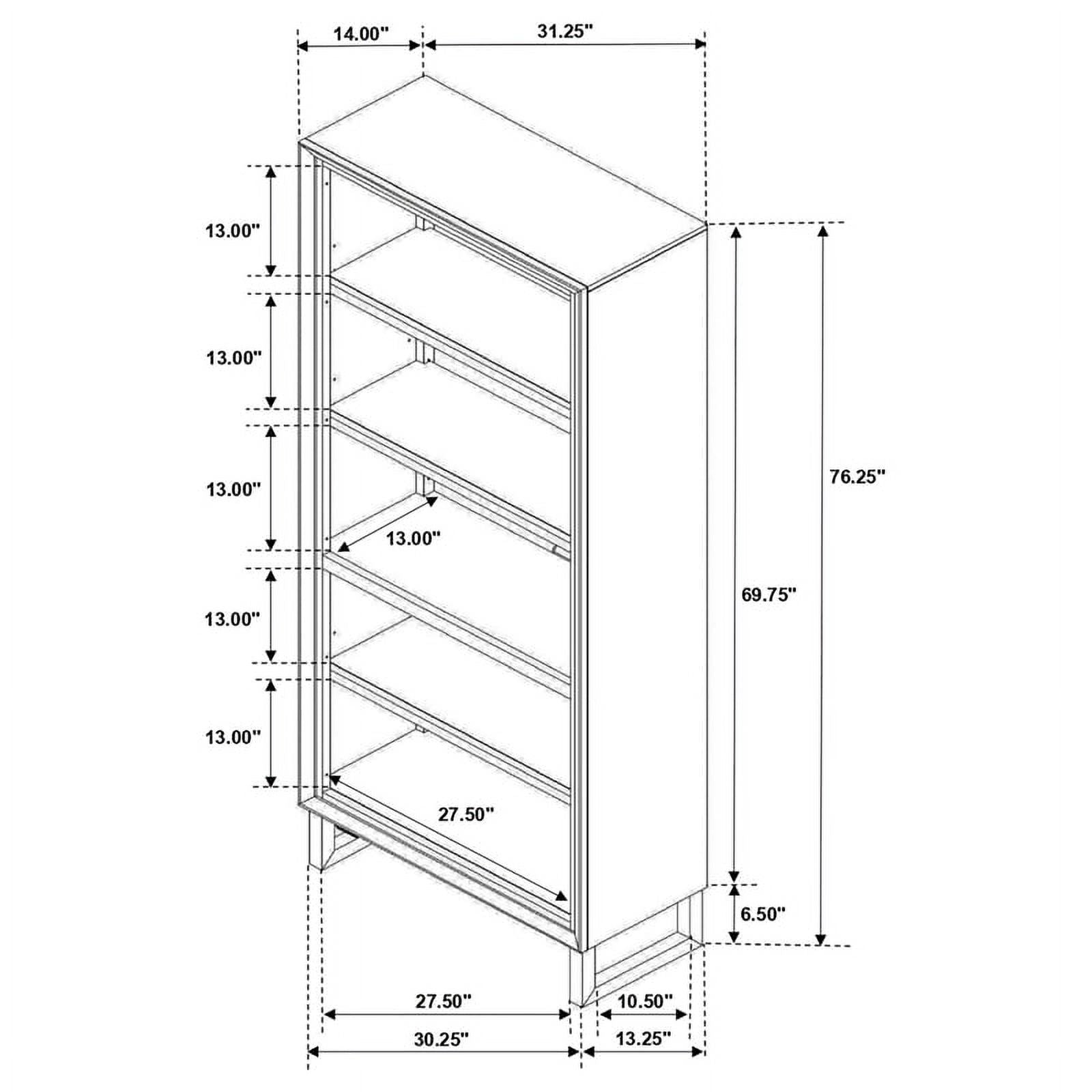 4-shelf Wood Bookcase Dark Walnut and Gunmetal T63178