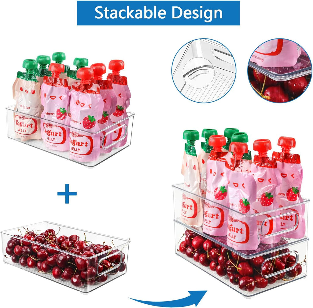 Clear Stackable Fridge Organizer Bins, Set of 6 X813581