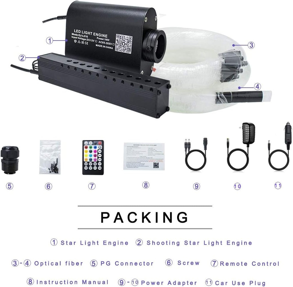 16W RGBW Fiber Optic Star Ceiling Light Kit with 550pcs 0.75mm 13.1ft Fiber Cable S460