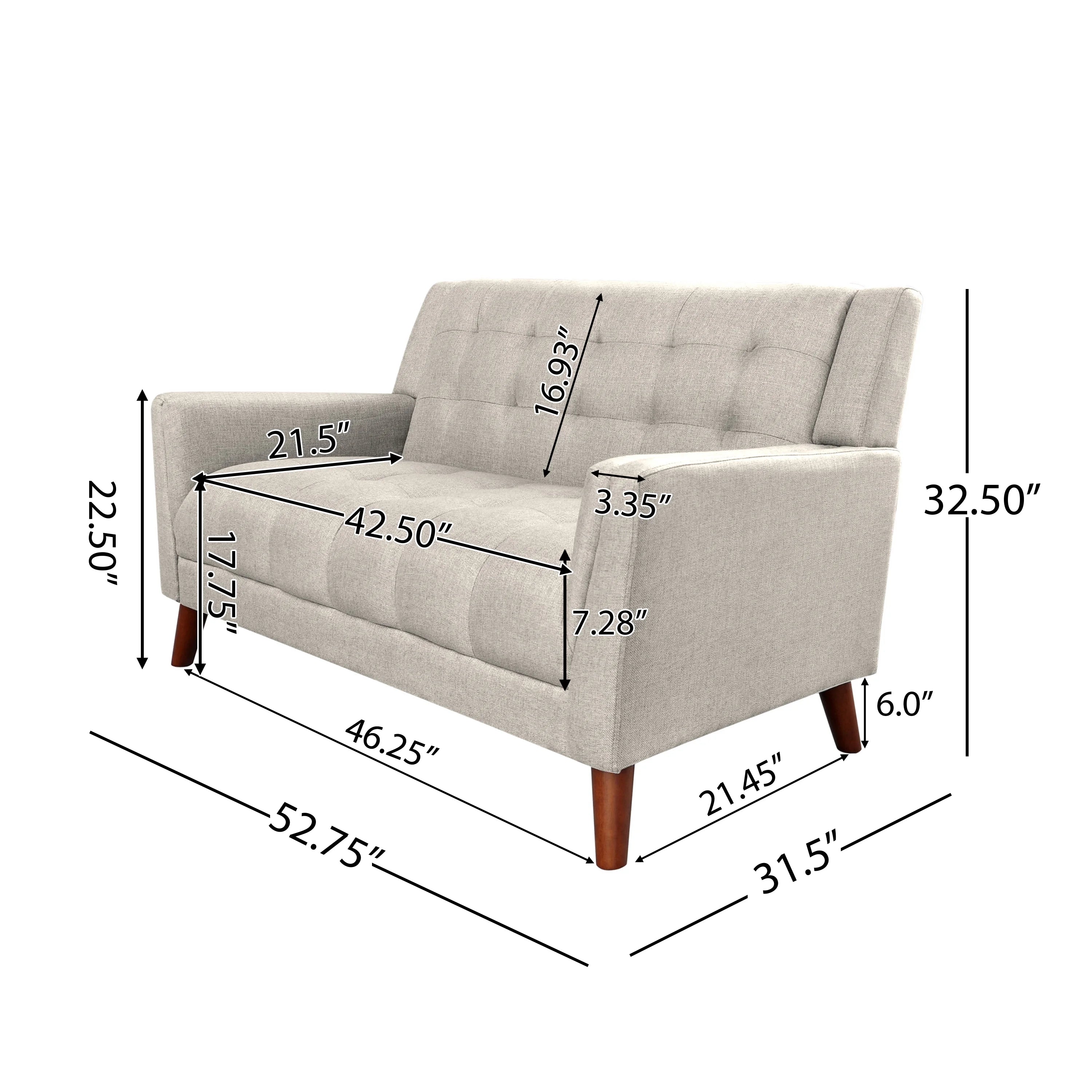 Beige Fabric Tufted Loveseat Z1769