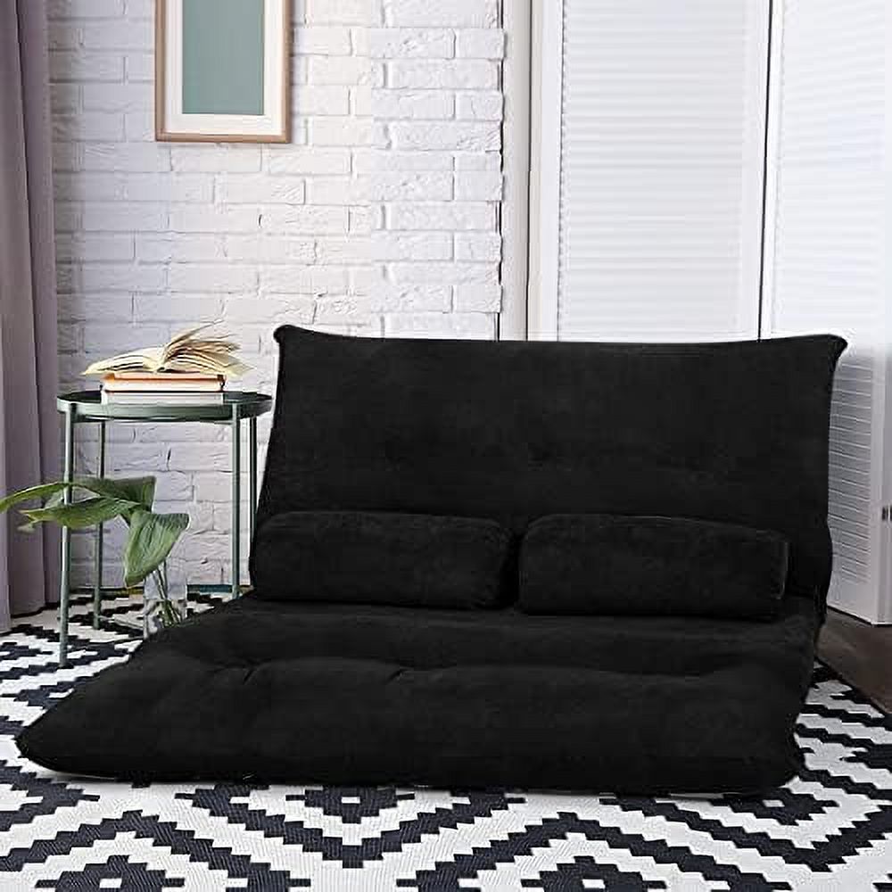 Beige 6-Position Adjustable Floor Sofa Couch with 2 Pillows Z6690