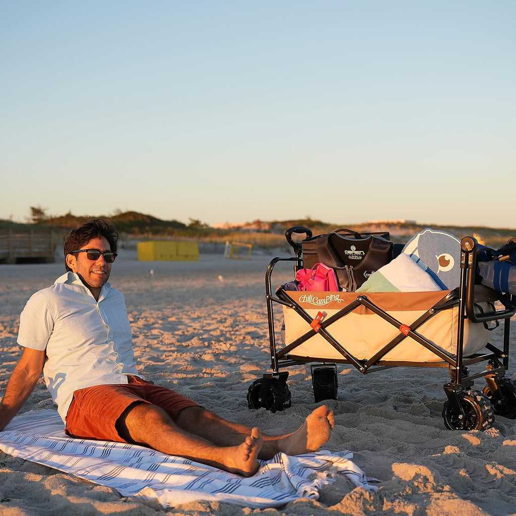 Purple All Terrain Collapsible Beach Wagon with Rubber Wheels Q909022