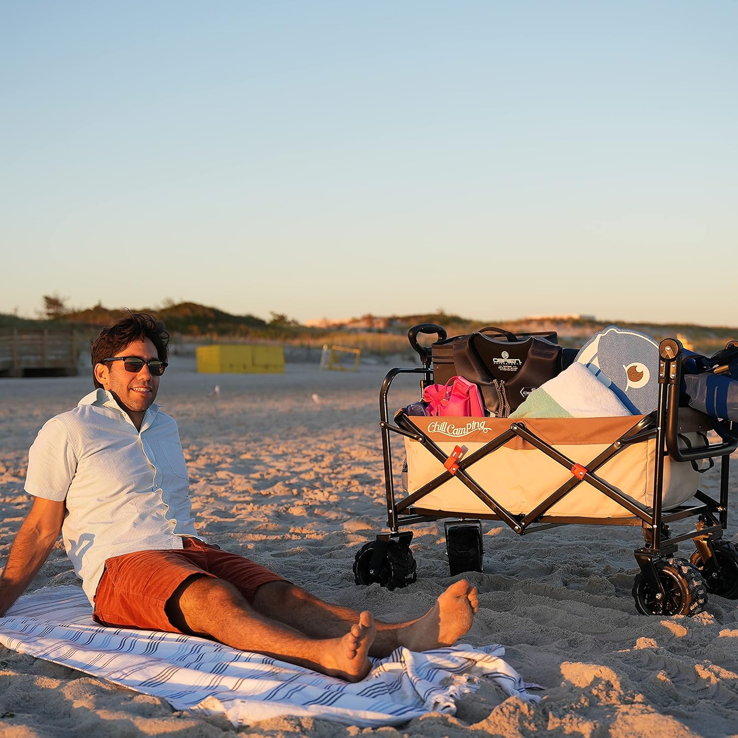 Purple All Terrain Collapsible Beach Wagon with Rubber Wheels Q909022