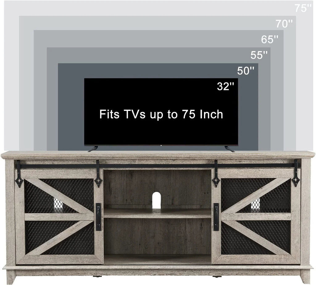 Farmhouse TV Stand with Sliding Barn Door D884