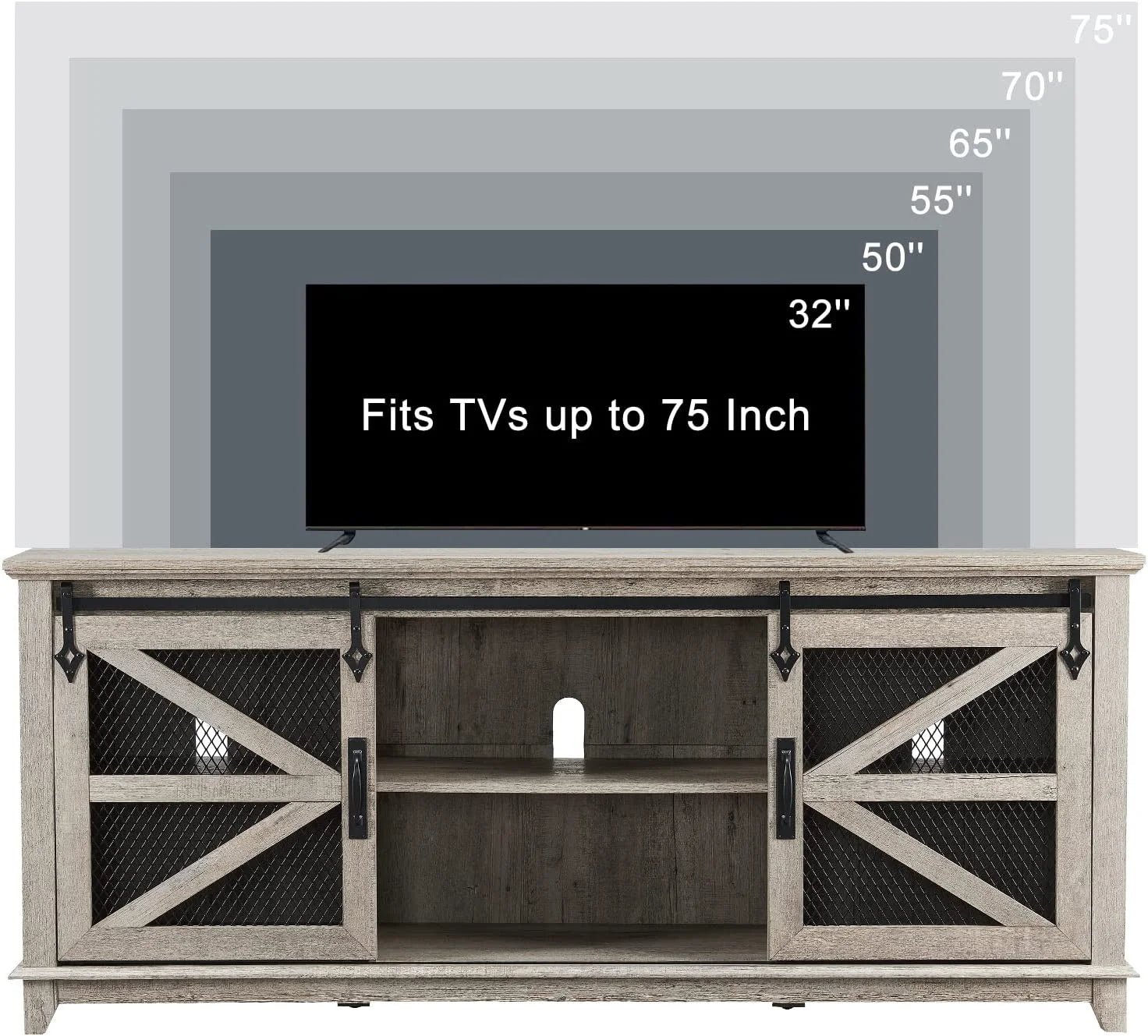 Farmhouse TV Stand with Sliding Barn Door D884