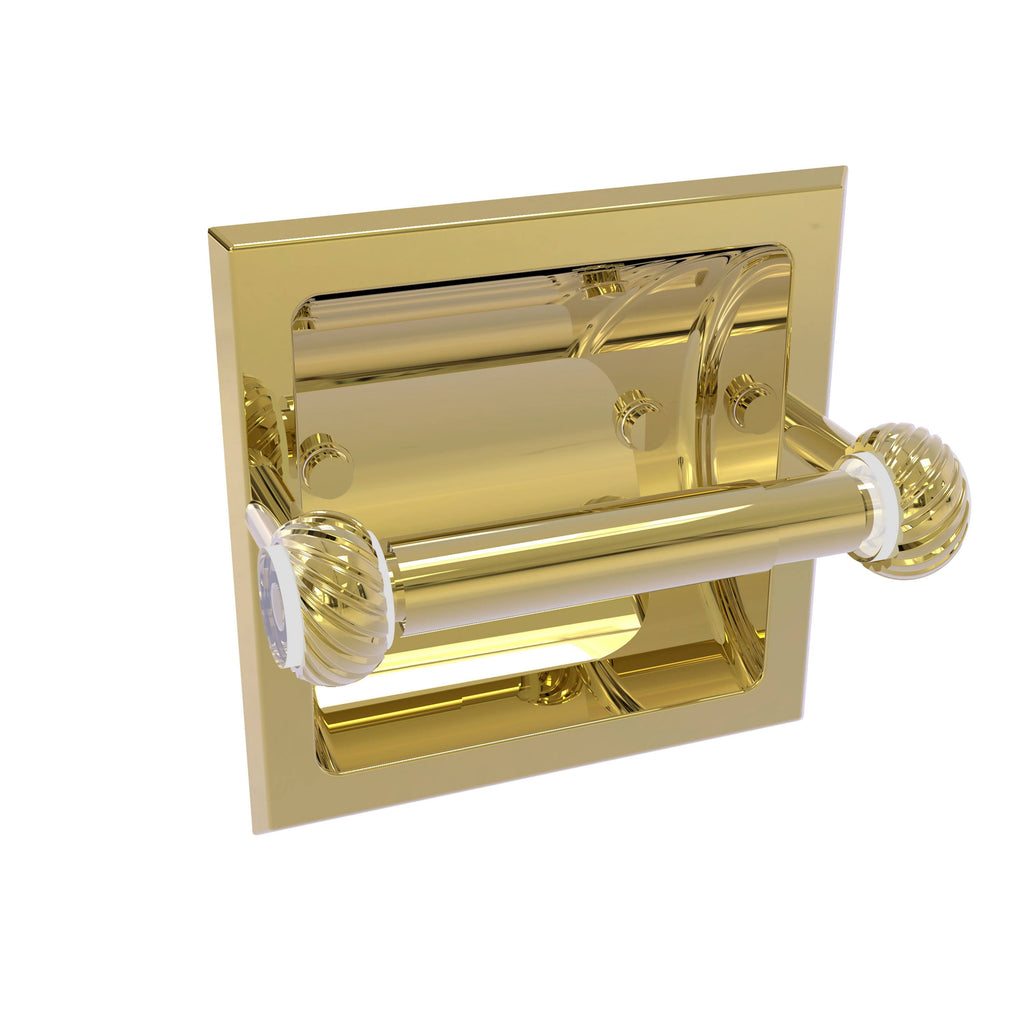 Recessed Toilet Paper Holder with Twisted Accents Unlacquered Brass Q24428