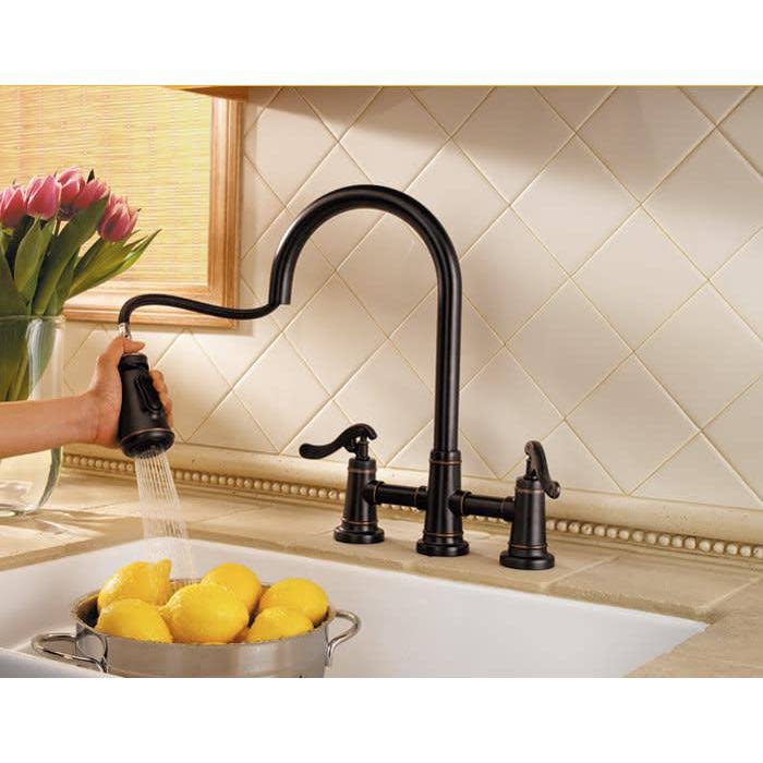 Brushed Nickel 2-Handle Pull-Down Kitchen Faucet H1333