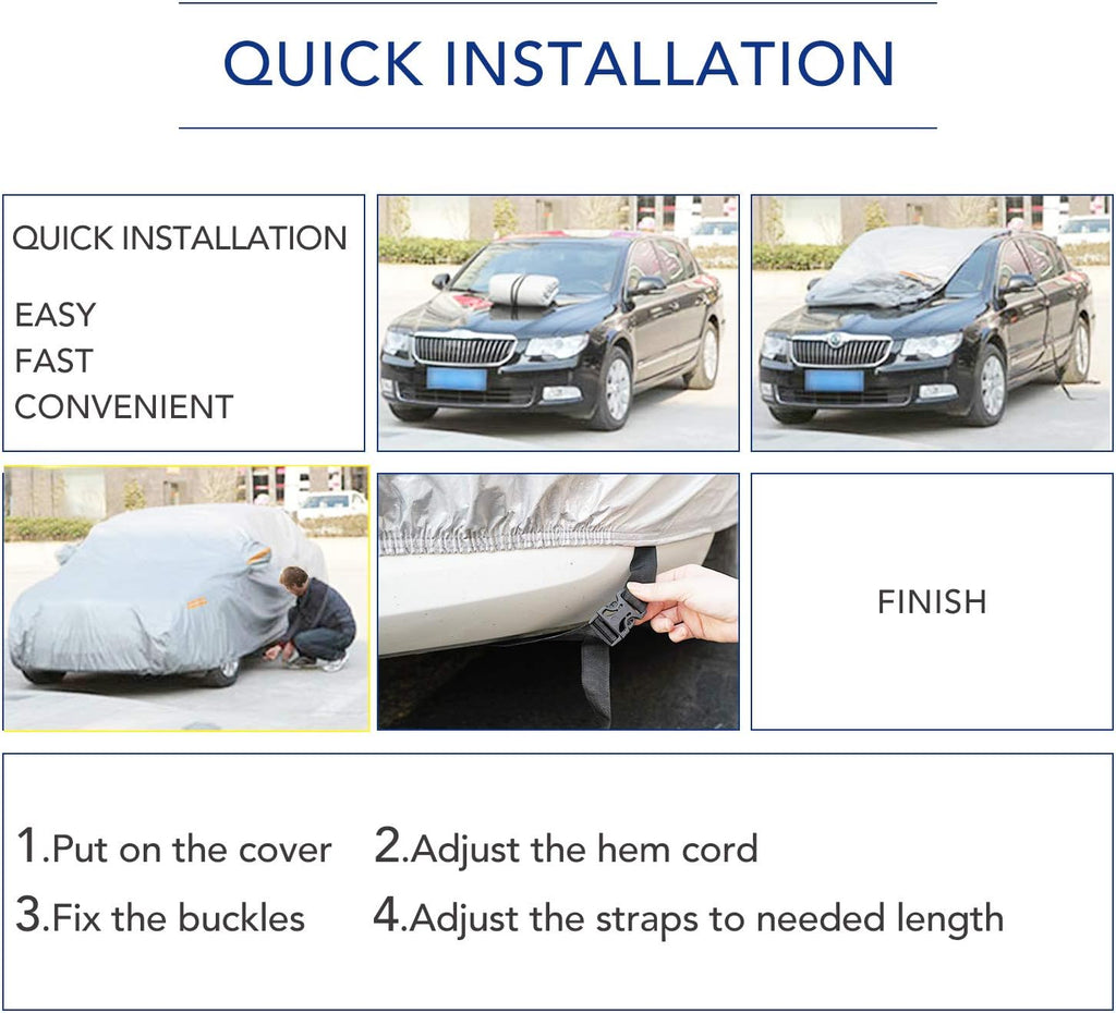 Universal 6 Layers Waterproof Car Cover with Zipper Door Pack of 2 S4534
