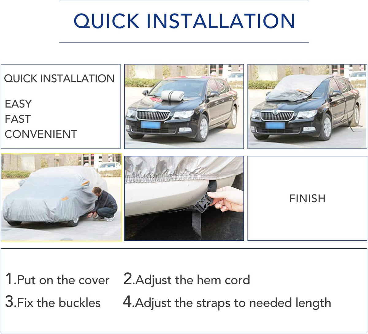 Universal 6 Layers Waterproof Car Cover with Zipper Door Pack of 2 S4534
