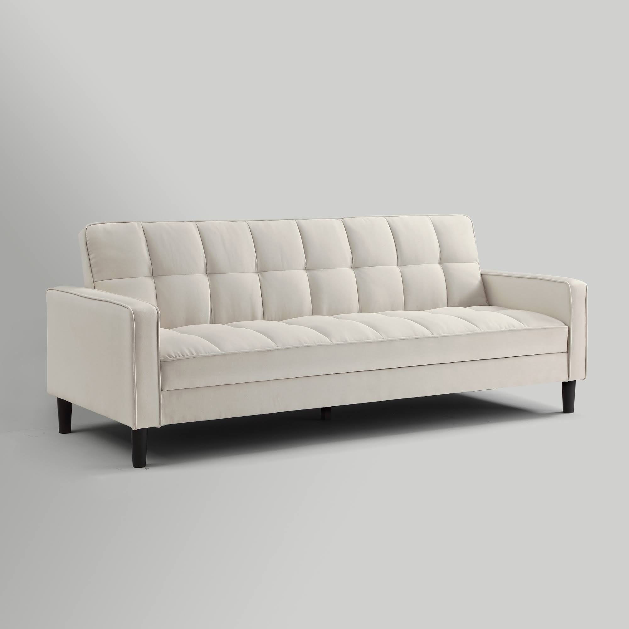 Beige Linen Convertible Sofa Bed with Storage Z6959