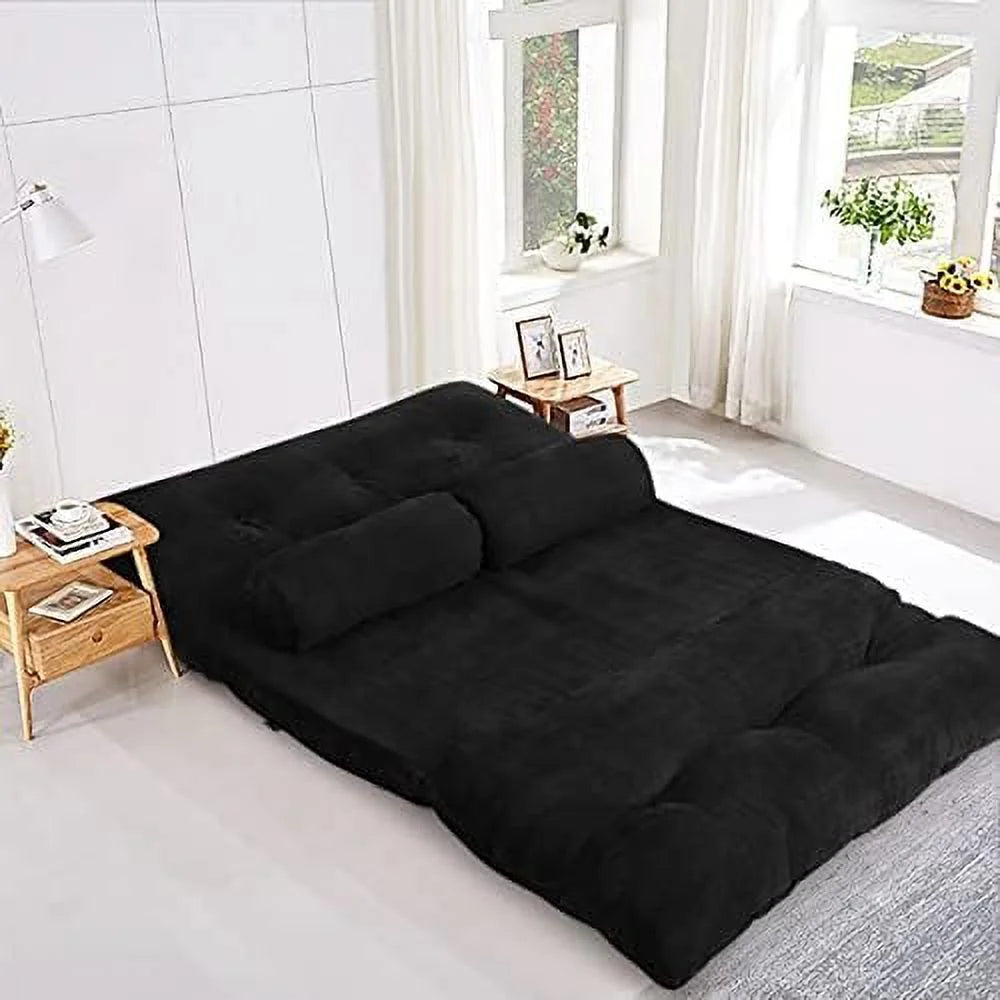 Beige 6-Position Adjustable Floor Sofa Couch with 2 Pillows Z6690