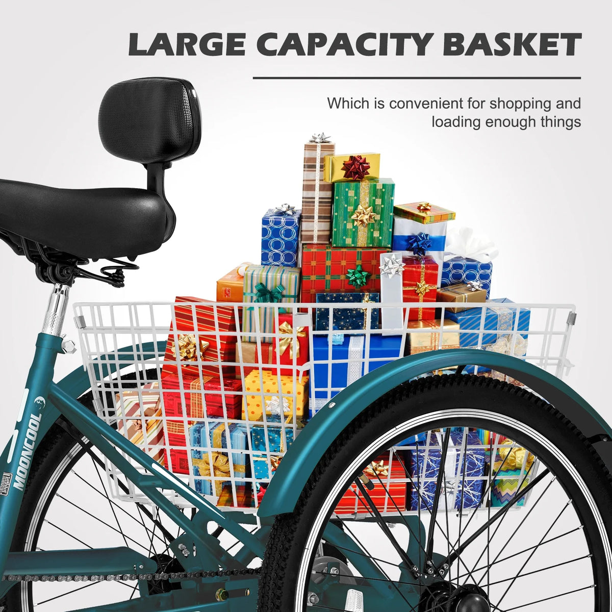 Tricycle 20" Wheels 7-Speed 3 Wheels Bike with Basket T6345