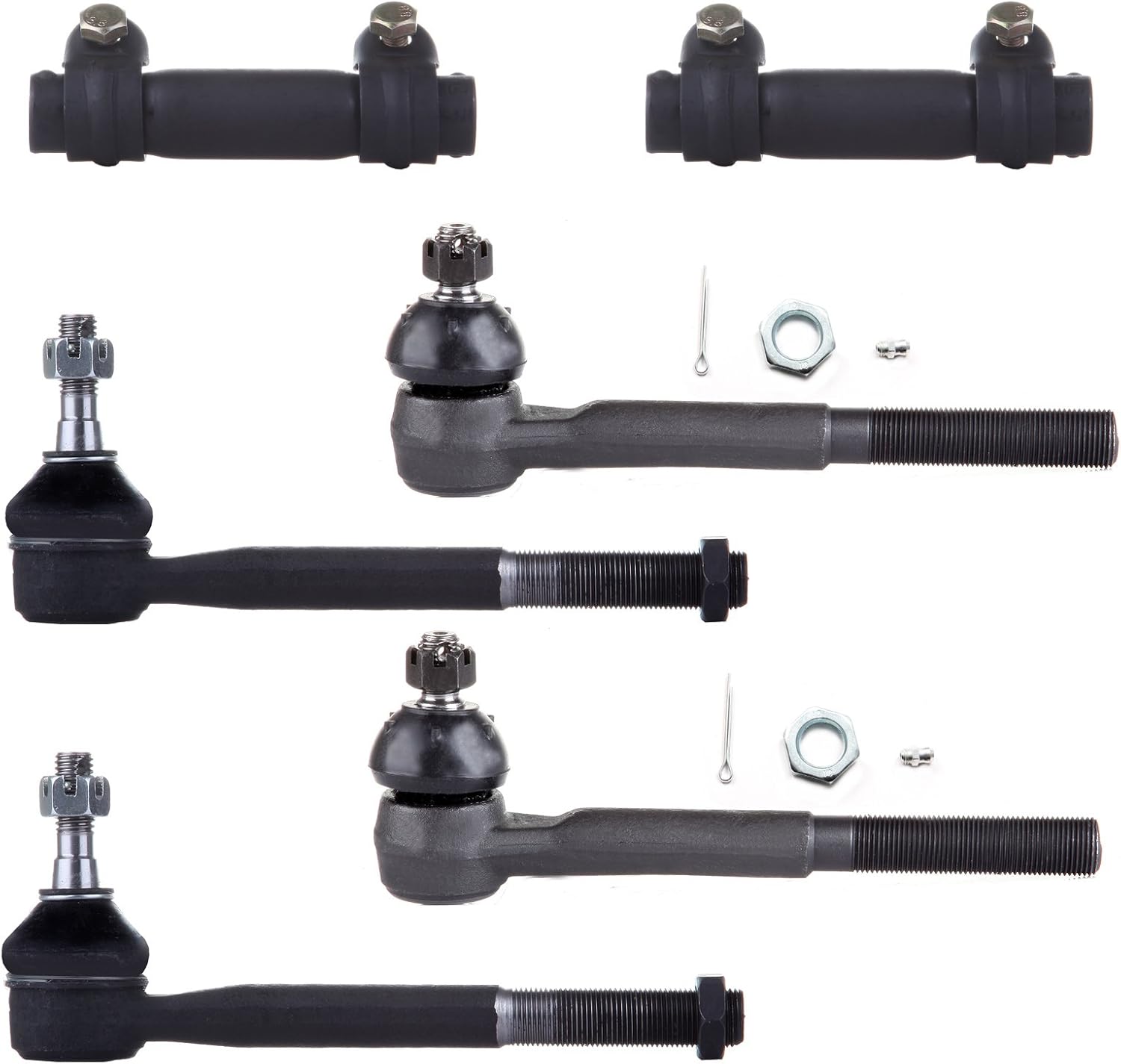 Front Inner Outer Tie Rod End and Adjusting Sleeves Suspension Tools 6pcs Q464726