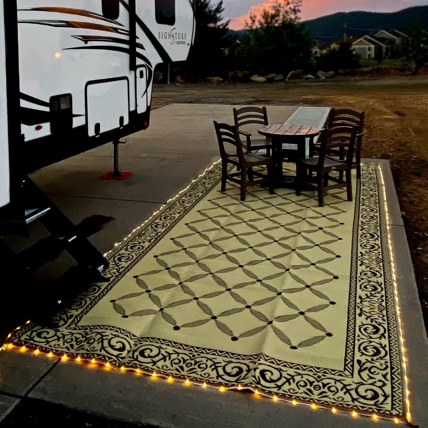 LED Illuminated Patio Mat Brown/Beige T978