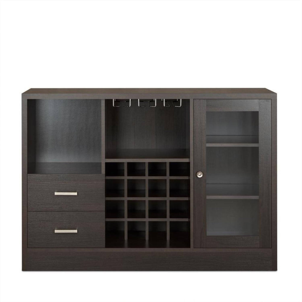 Espresso Brown Wooden Server with Two Drawers Z6008